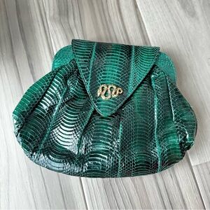 Vintage 80s J. Renee Snakeskin Clutch Crossbody Bag
